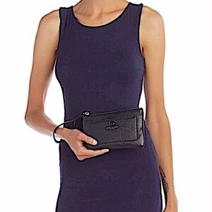 Marc Jacobs wristlet bag black pebbled leather Empire City wallet clutch mini